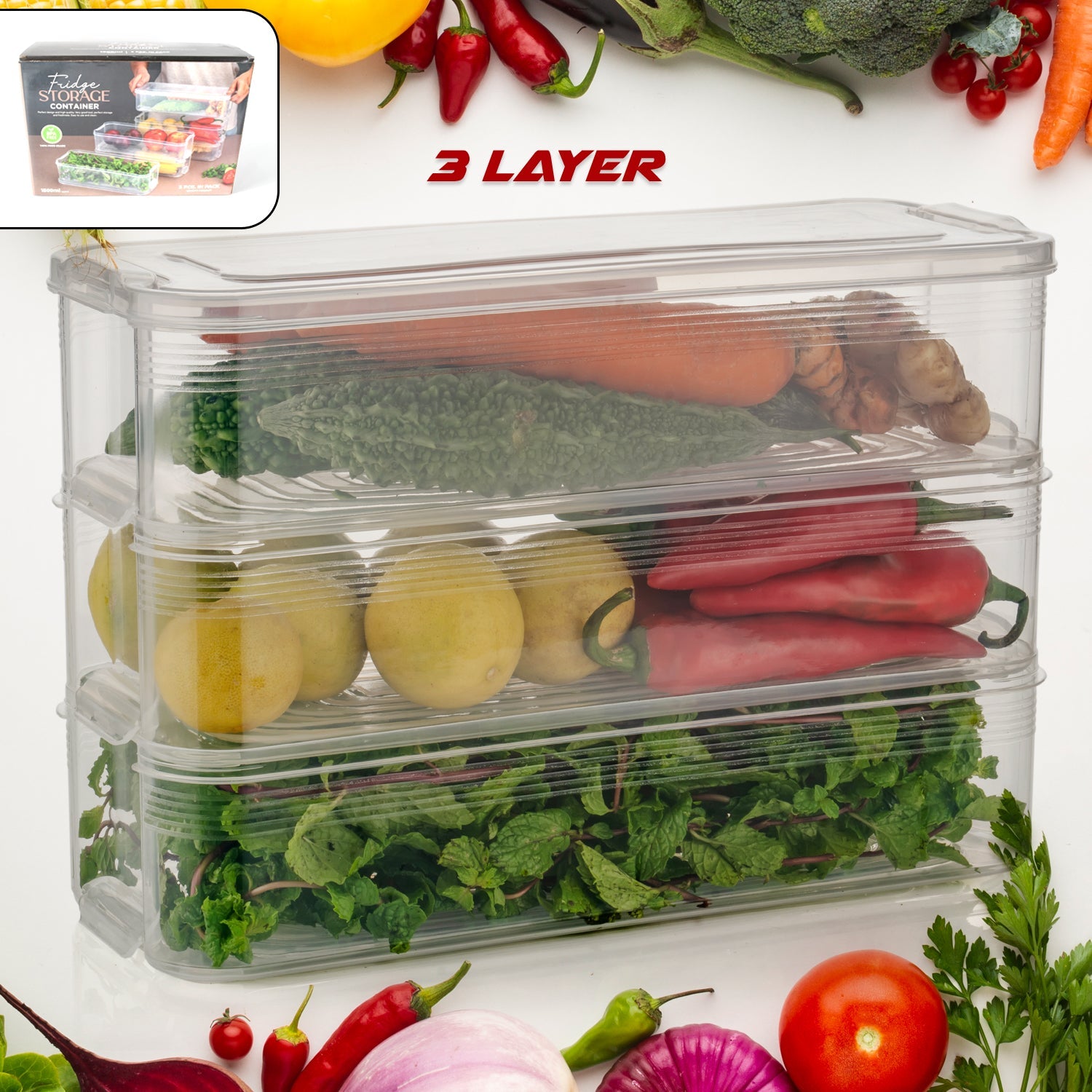 3 Fridge Storage Container, Fridge Organizer with Lid Stackable Fridge Storage Containers Plastic Freezer Storage Containers for Fish, Meat, Vegetables, Fruits, Pack of 3pcs, 1500ML Approx 3 Fridge Storage Container, Fridge Organizer with Lid Stackable Fridge Storage Containers Plastic Freezer Storage Containers for Fish, Meat, Vegetables, Fruits, Pack of 3pcs, 1500ML Approx